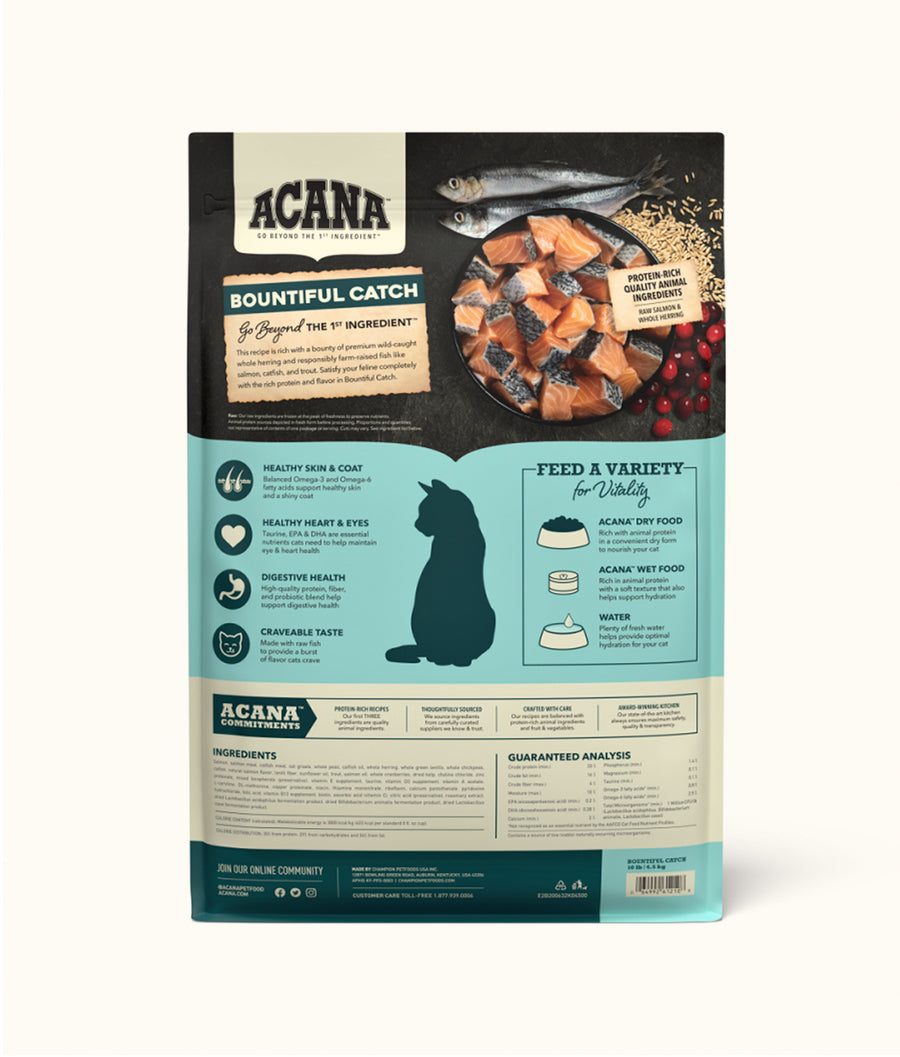 Acana Adult Cat food Bountiful Catch 4.8kg back | Dashing Pets