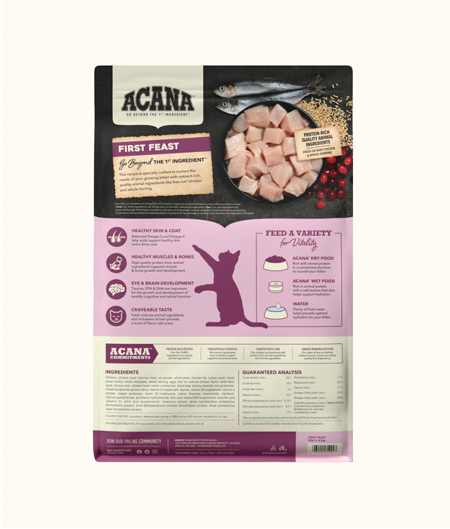 Acana kitten First Feast 1.8kg back | Dashing Pets