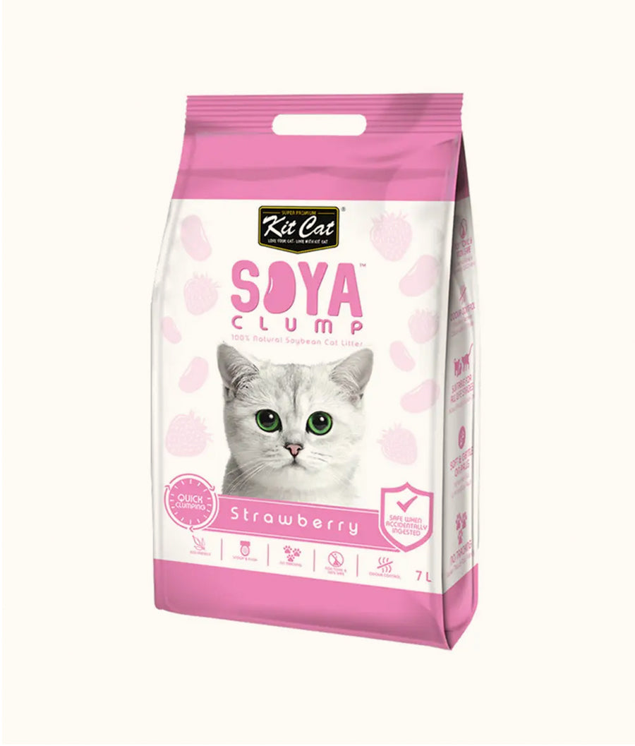 Kit Cat Litter Clump Soya 2.8kg Strawberry| Dashing Pets 