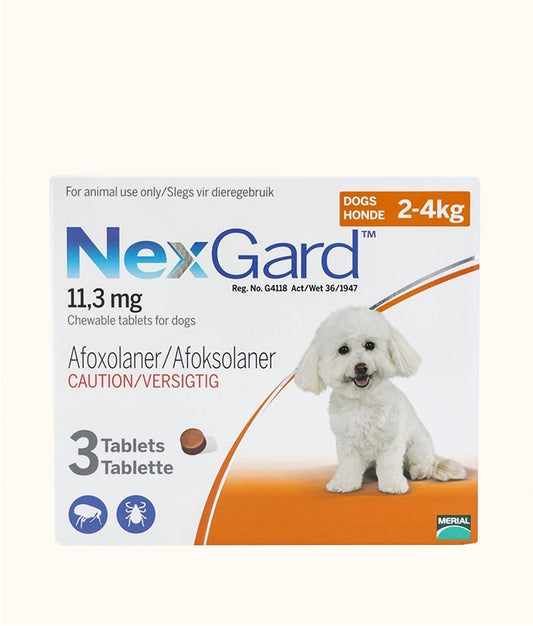 NexGard Chewable Tablets for Extra Small Dogs (2-4.5kg) 3 tablets | Dashing Pets
