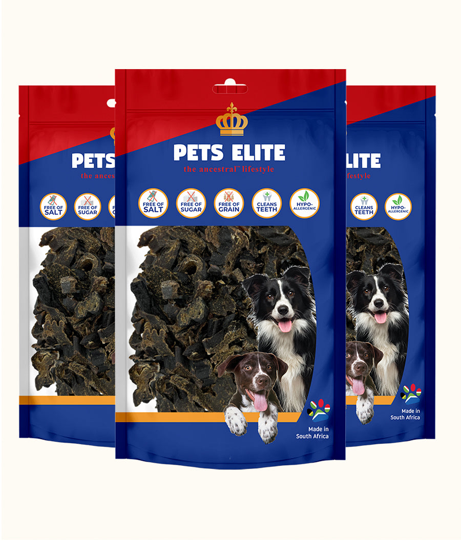 Package of Pets Elite Ostrich Liver Biltong Bite Size 3 pack | Dashing Pets