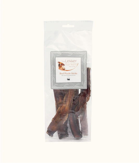 The Lekker Barkery Beef Pizzle Sticks 200g front | Dashing Pets