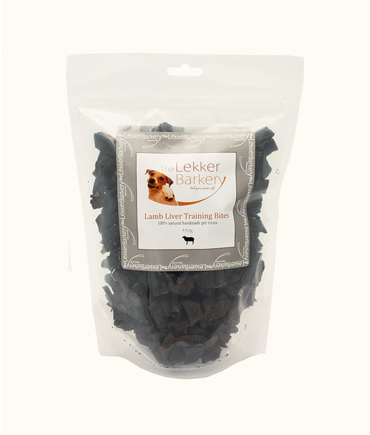 The Lekker Barkery Lamb Liver Training Bites 490g Front | Dashing Pets