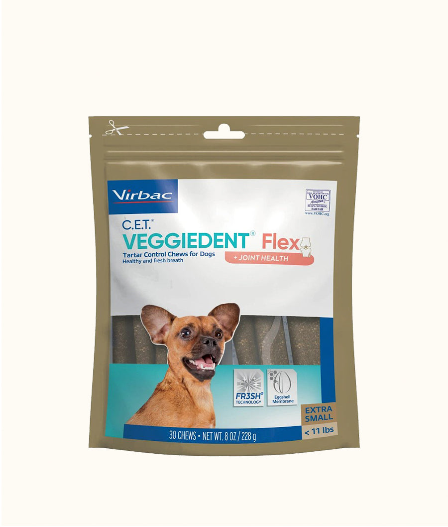 Virbac VeggieDent Flex Extra Small (>5kg 15's Front | Dashing Pets