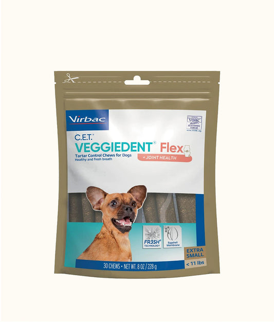 Virbac VeggieDent Flex Extra Small (>5kg 15's Front | Dashing Pets