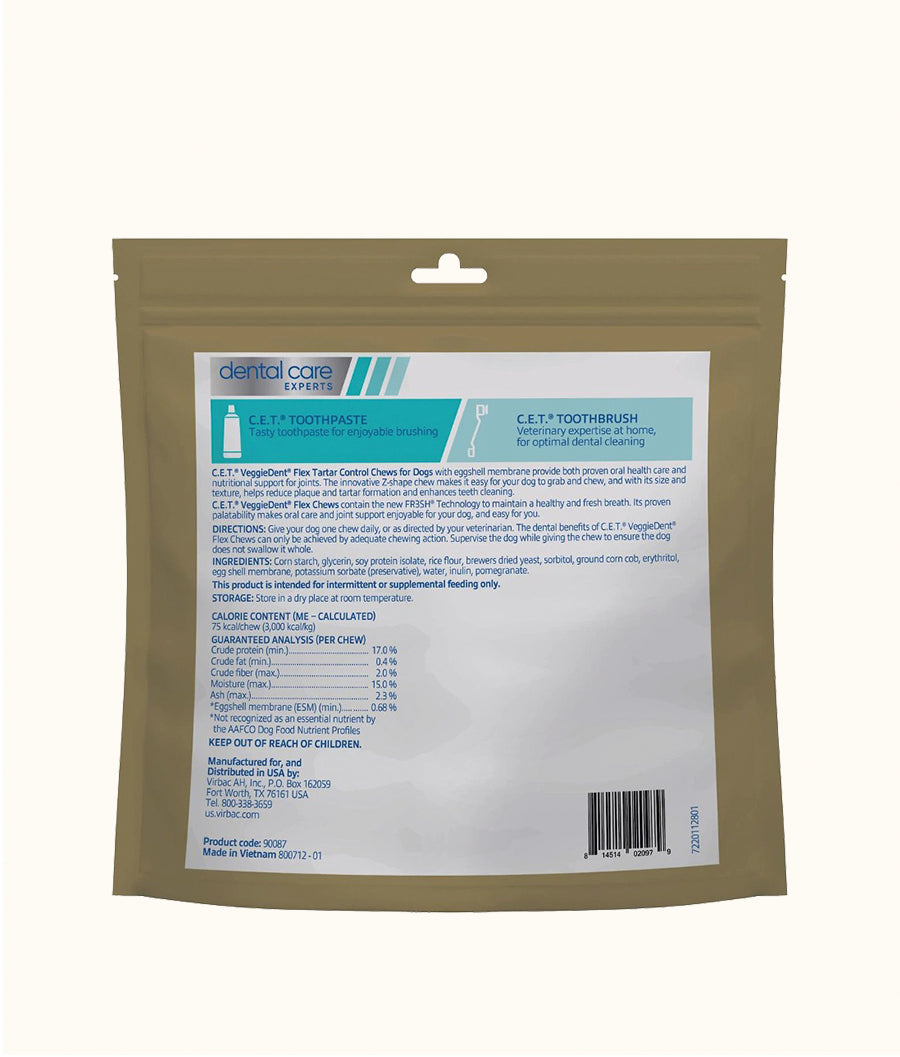 Virbac VeggieDent Flex Medium (10-30kg) 15's Back | Dashing Pets