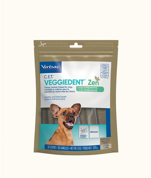 Virbac VeggieDent Zen Extra Small (5>kg) 15's Front | Dashing Pets