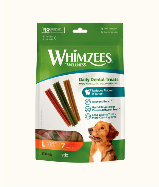 Whimzees Dental Sticks Large 18-27kg 7's | Dashing Pets