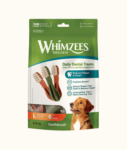 Whimzees Dental Toothbrush Large 18-27kg 6's  | Dashing Pets