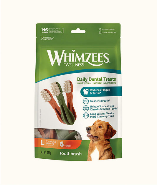Whimzees Dental Toothbrush Large 18-27kg 6's  | Dashing Pets
