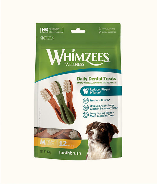 Whimzees Dental Toothbrush Medium (12–18 kg) 7's  | Dashing Pets